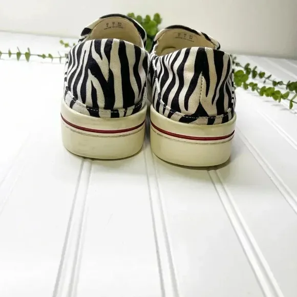 R13 Black &amp; White Zebra Print Slip On Fabric Sneakers Women's Size 9