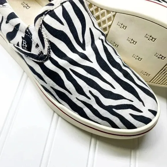 R13 Black &amp; White Zebra Print Slip On Fabric Sneakers Women's Size 9