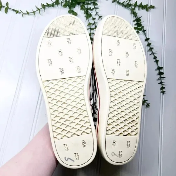 R13 Black &amp; White Zebra Print Slip On Fabric Sneakers Women's Size 9