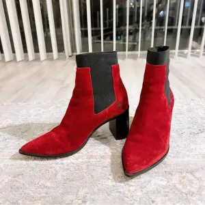 Rag &amp; Bone Red Suede   Elastic Booties EUC