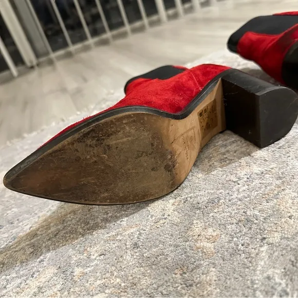 Rag &amp; Bone Red Suede   Elastic Booties EUC