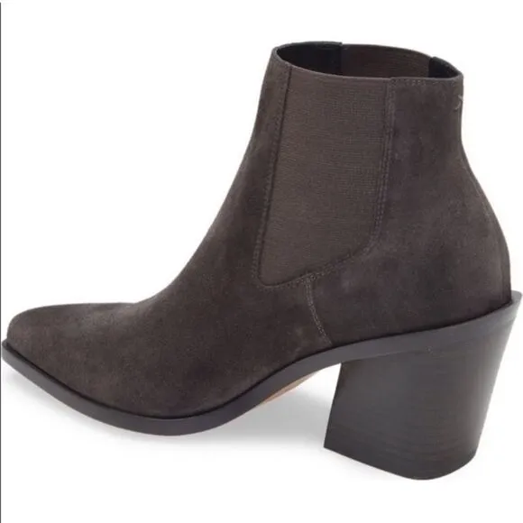 Rag &amp; Bone Razor Suede Western Chelsea Ankle Boots in Asphalt $495 size 8.5