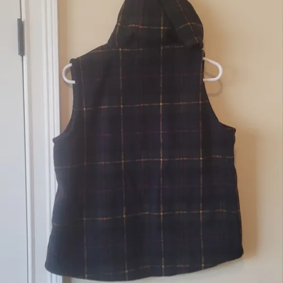 Ralph Lauren Blue Green Red Hooded Plaid Coat Jacket Vest
