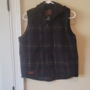 Ralph Lauren Blue Green Red Hooded Plaid Coat Jacket Vest