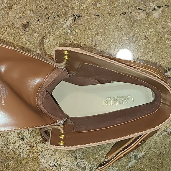 RALPH LAUREN BROWN CAMMIE LACE-UP LEATHER BOOTS NEW
