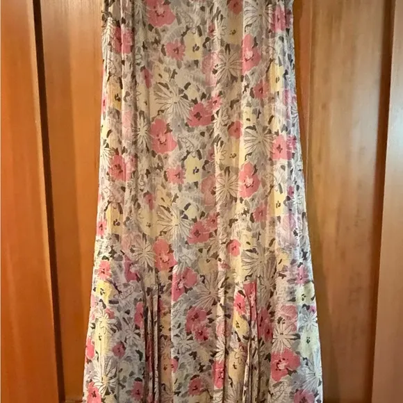 Ralph Lauren Double RL Cream and Pink Tiered Maxi Dress size 1 (small)