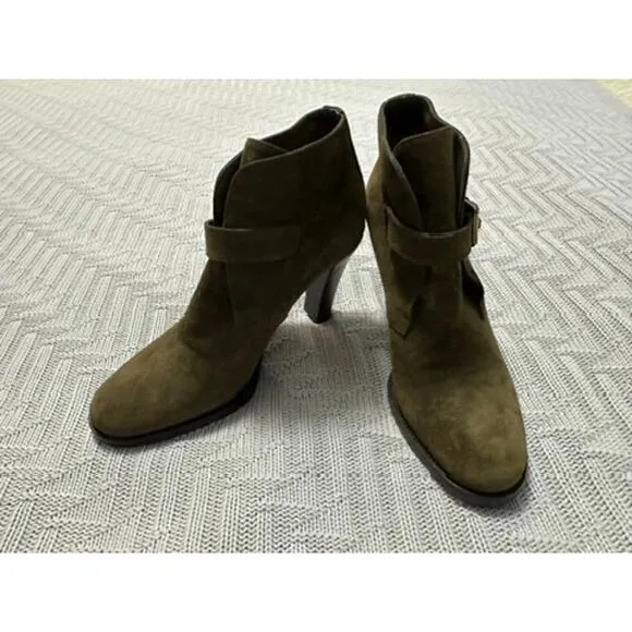 Ralph Lauren purple label brown suede heeled ankle booties size 8