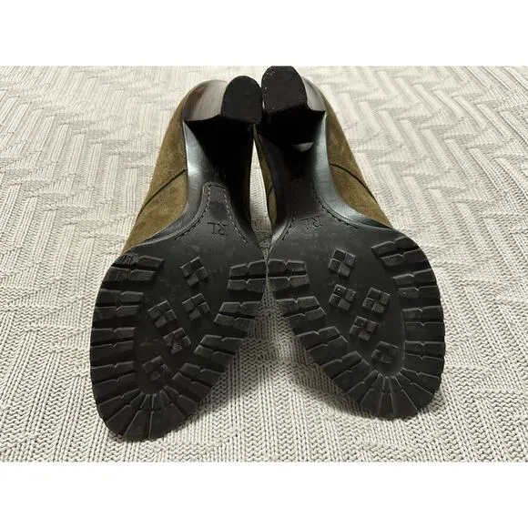 Ralph Lauren purple label brown suede heeled ankle booties size 8