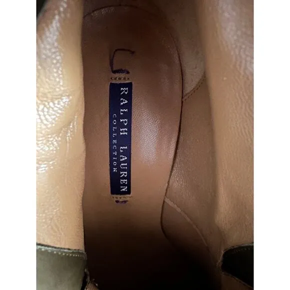 Ralph Lauren purple label brown suede heeled ankle booties size 8