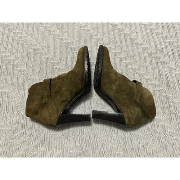 Ralph Lauren purple label brown suede heeled ankle booties size 8