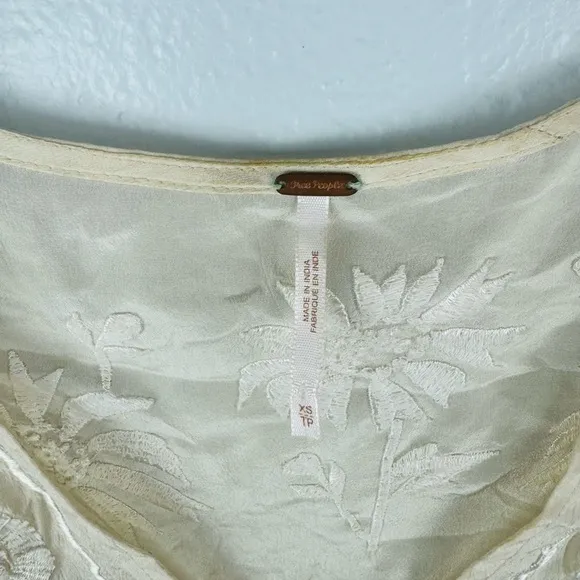 RARE Free People Ella Fringe Silk Embroidered Dress in Ivory