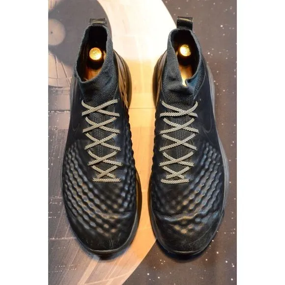 RARE Nike Lunar‎ Magista II FK Flyknit Sz 11.5 Black Blackout Shoes 852614-001