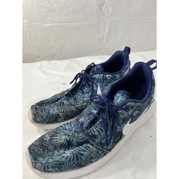 Rare Nike Roshe One Flower Print Hawaiian Blue Sneakers Shoes Mens Sz 11