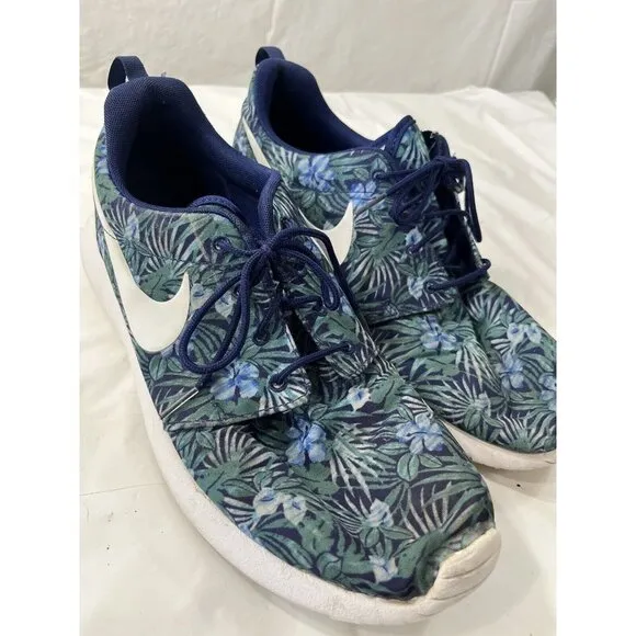 Rare Nike Roshe One Flower Print Hawaiian Blue Sneakers Shoes Mens Sz 11