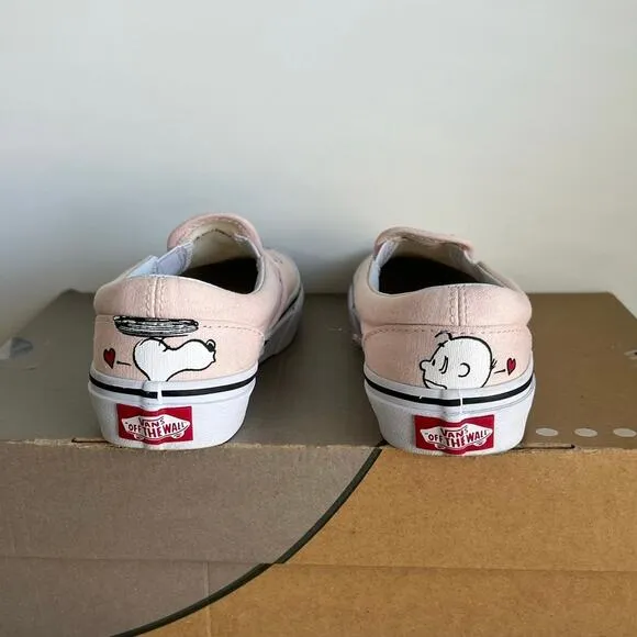RARE Vans x Peanuts Classic Slip-On Smack/Pearl Kids Sneakers- SZ 1.5 Y