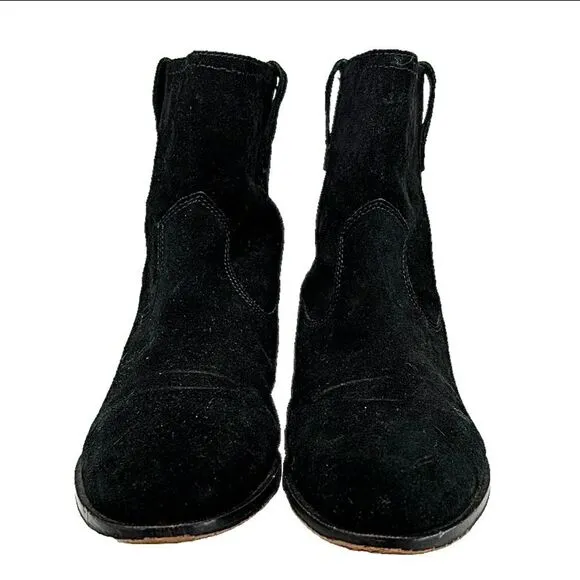 Rebecca Minkoff Chasidy Low-Heel Western Black Suede Booties Size 8