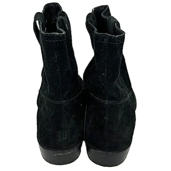 Rebecca Minkoff Chasidy Low-Heel Western Black Suede Booties Size 8