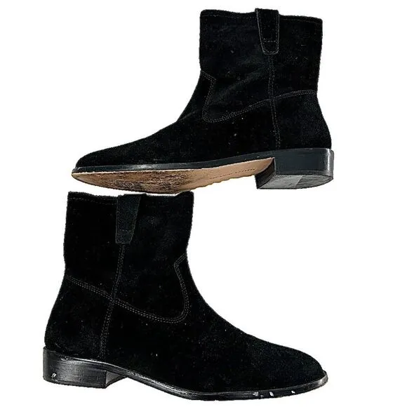 Rebecca Minkoff Chasidy Low-Heel Western Black Suede Booties Size 8