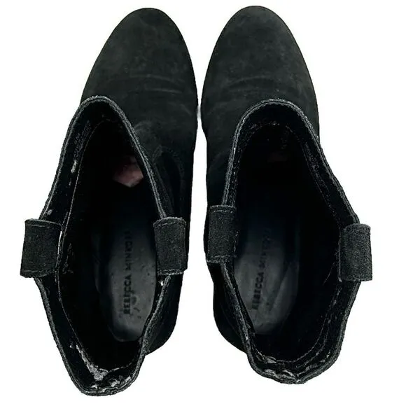 Rebecca Minkoff Chasidy Low-Heel Western Black Suede Booties Size 8