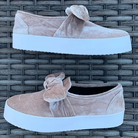 Rebecca MINKOFF Women’s Stacey Velvet Studded Bow Slip-On Sneakers