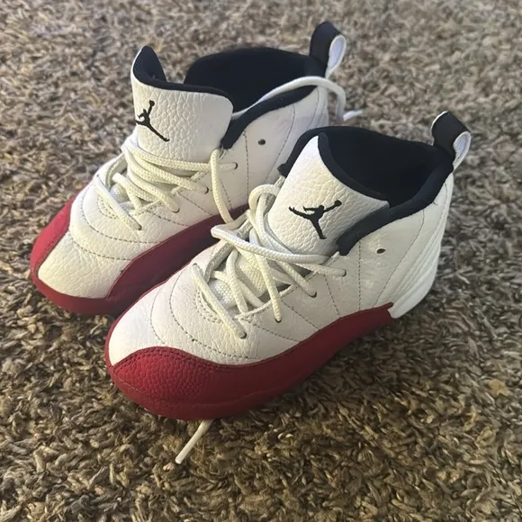 Red and White Nike Air Jordan 12 Sneakers