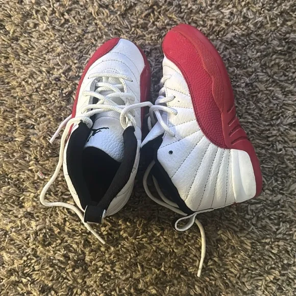 Red and White Nike Air Jordan 12 Sneakers