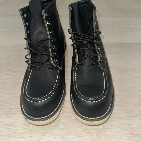 Red Wing Black Leather Moc Toe Boots
