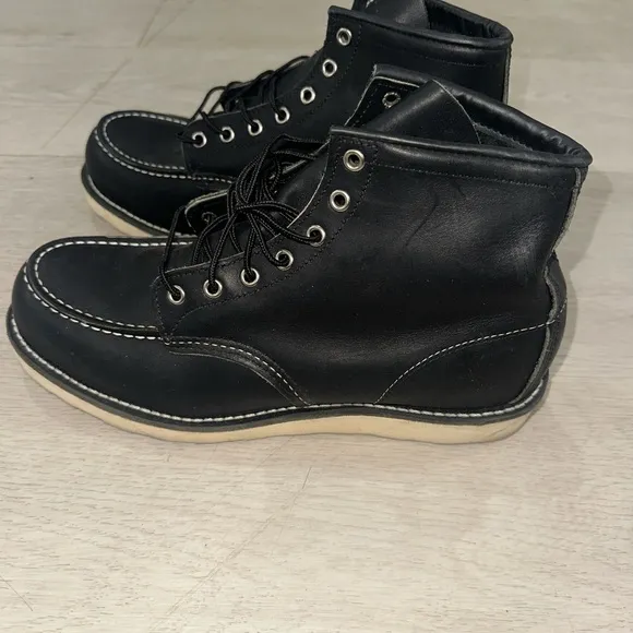 Red Wing Black Leather Moc Toe Boots