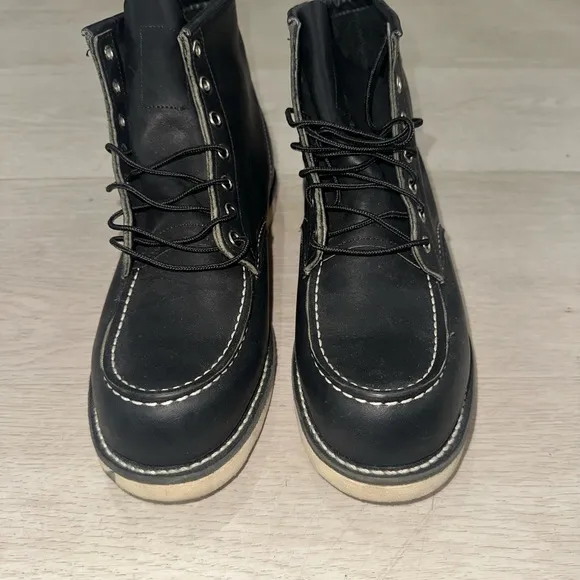 Red Wing Black Leather Moc Toe Boots