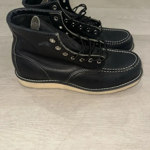 Red Wing Black Leather Moc Toe Boots