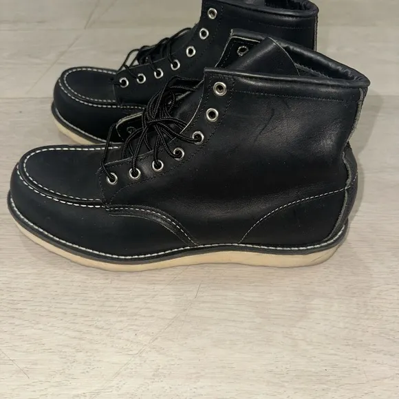 Red Wing Black Leather Moc Toe Boots