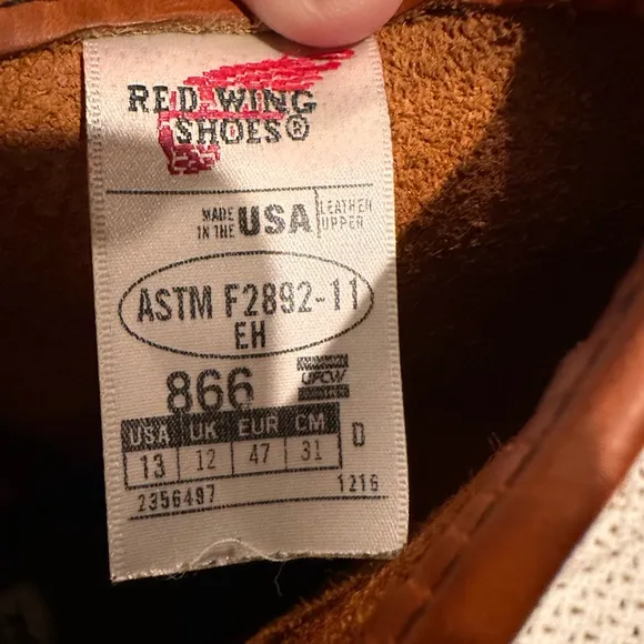 RED WING PECOS SIZE 13 Men's Brown Leather Boots soft toe.