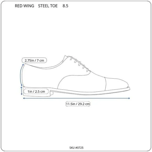 Red Wing Shoes Mens Brogue Dress Black Leather Steel Toe Wingtip Lace Up 8.5D
