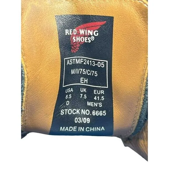 Red Wing Shoes Mens Brogue Dress Black Leather Steel Toe Wingtip Lace Up 8.5D