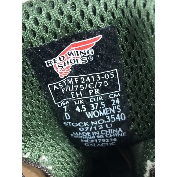 Red Wings Shoes King Toe Safety Boots Womens Size 7 Leather #3540 Brown Lace Up