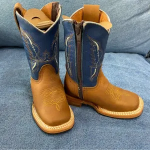 Redhawk Kids Brown and Blue genuine leather Western Boots