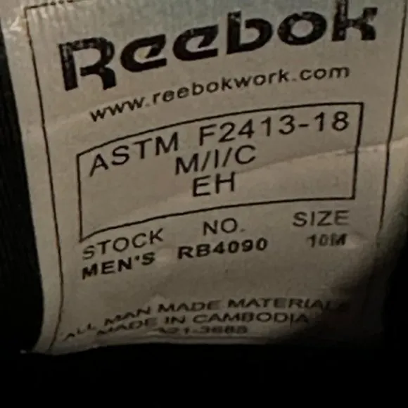 Reebok All Terrain Freedom Safety Steel Toe Black Sneakers Shoes Mens Size 10M