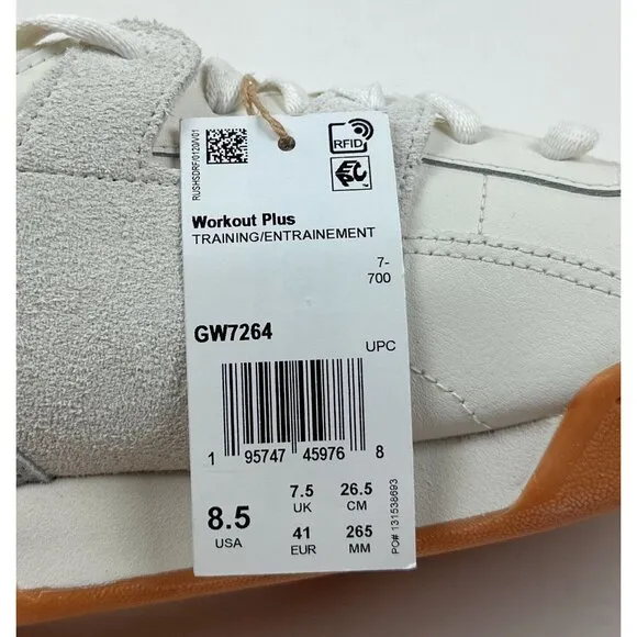 Reebok Classic Workout Plus Mens 8.5 White Gray Training Athletic Shoes GW7264