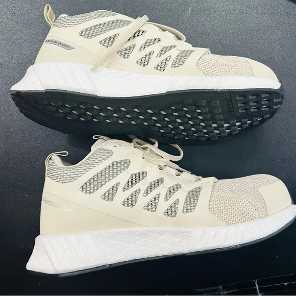 Reebok Fusion Flexweave™ Work EH Comp Toe Work Shoes Ivory Beige Size 7M New