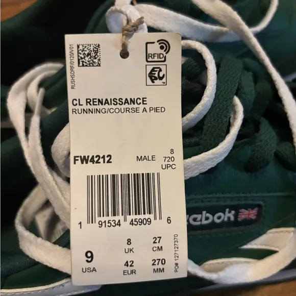 Reebok Green and White Sneakers Leather