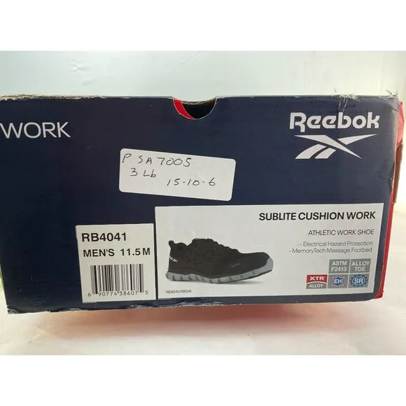 Reebok Mens 11.5M Sublite Cushion Work Athletic Shoes Black Alloy Toe