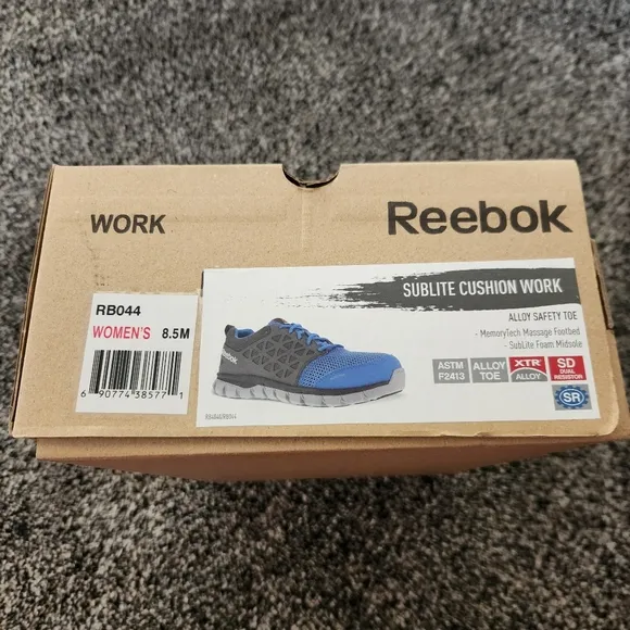 Reebok Sublite Cushion Work Alloy Safety Toe Size 8.5M Women's RB044 Blue,Memory