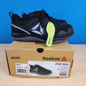 Reebok ZPrint Work RB4251 Womens‎ Size 6 Shoes Steel safety Toe MemoryTech Black