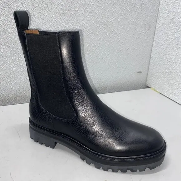 Reformation Katerina Lug Sole Chelsea Boots Black Size 7 Women’s Slip-On Leather