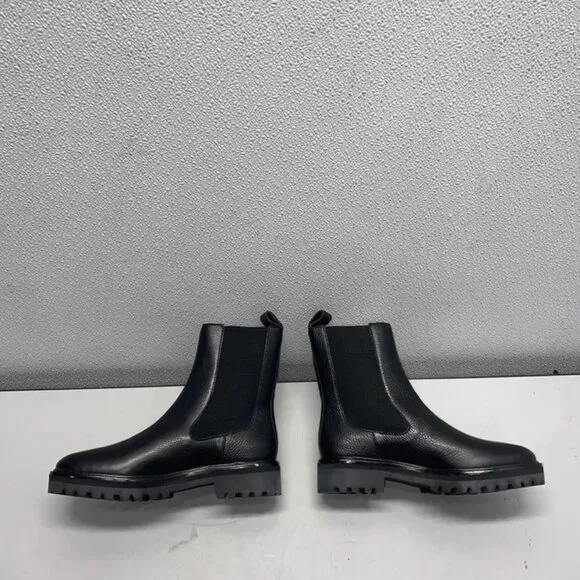 Reformation Katerina Lug Sole Chelsea Boots Black Size 7 Women’s Slip-On Leather