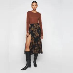 Reformation Zoe Floral Print Midi Skirt