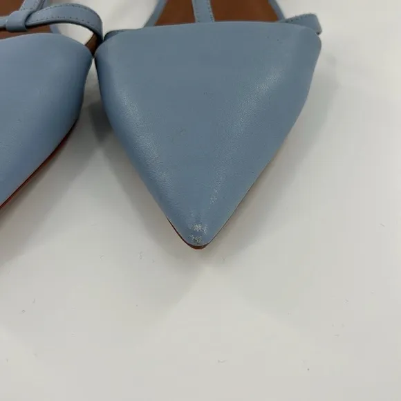 REISS Olivia Blue Leather T-Bar Flats​​​​​​​​​​​​​​​​