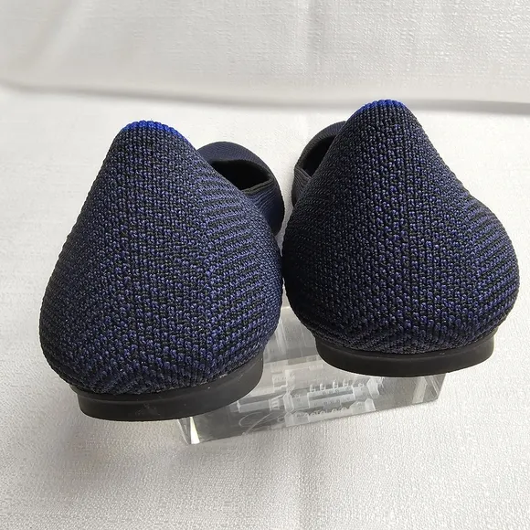 Retired Rothy's Midnight‎ Metallic Herringbone Rounded Toe Flat Shoes Siz…