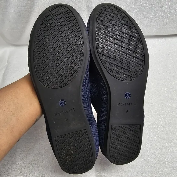 Retired Rothy's Midnight‎ Metallic Herringbone Rounded Toe Flat Shoes Siz…