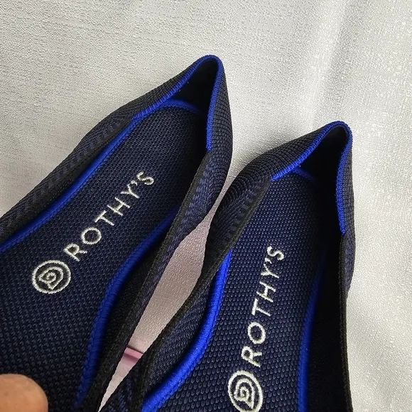 Retired Rothy's Midnight‎ Metallic Herringbone Rounded Toe Flat Shoes Siz…